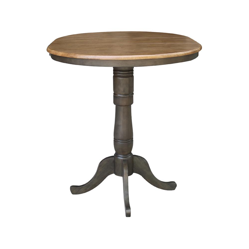 36" round top ped table with 12" leaf - 41.3"h - bar height. Picture 5