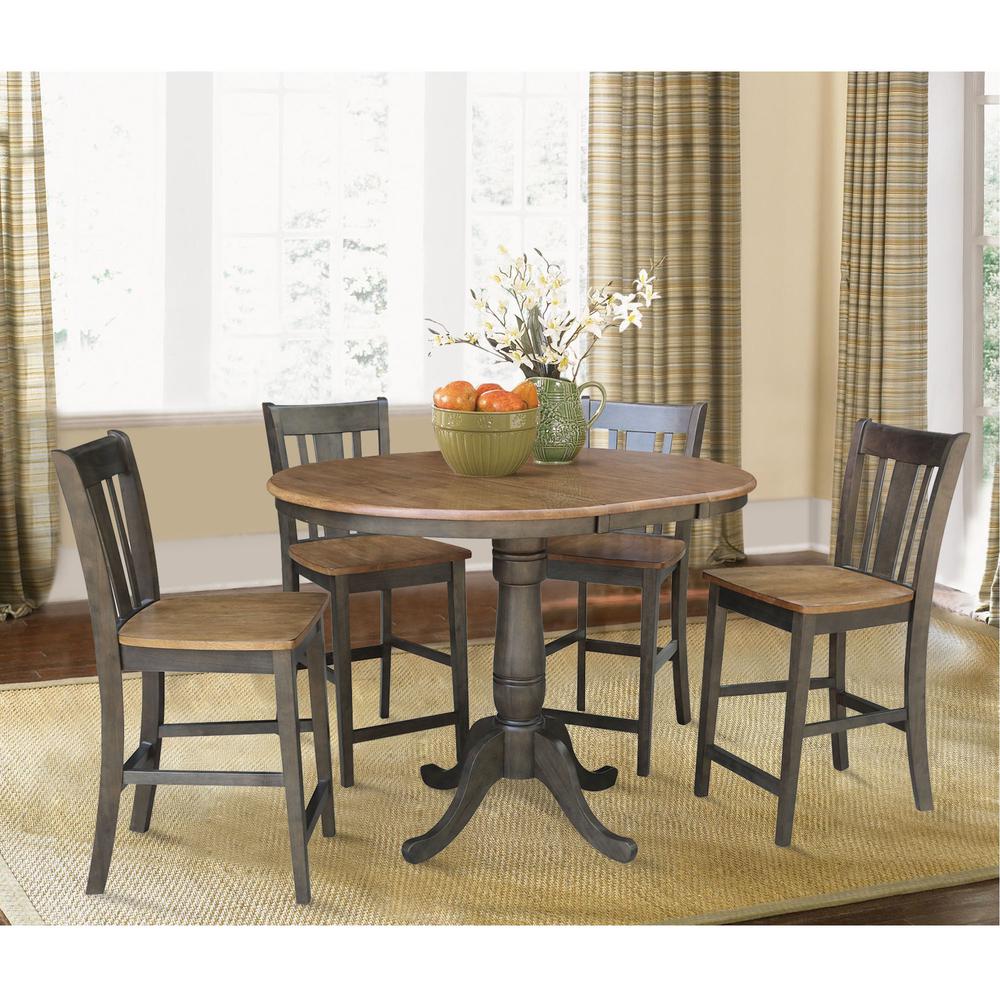 Set of 5 pcs - 36" Round Extension Dining table with 4 San Remo counterheight stools. Picture 4