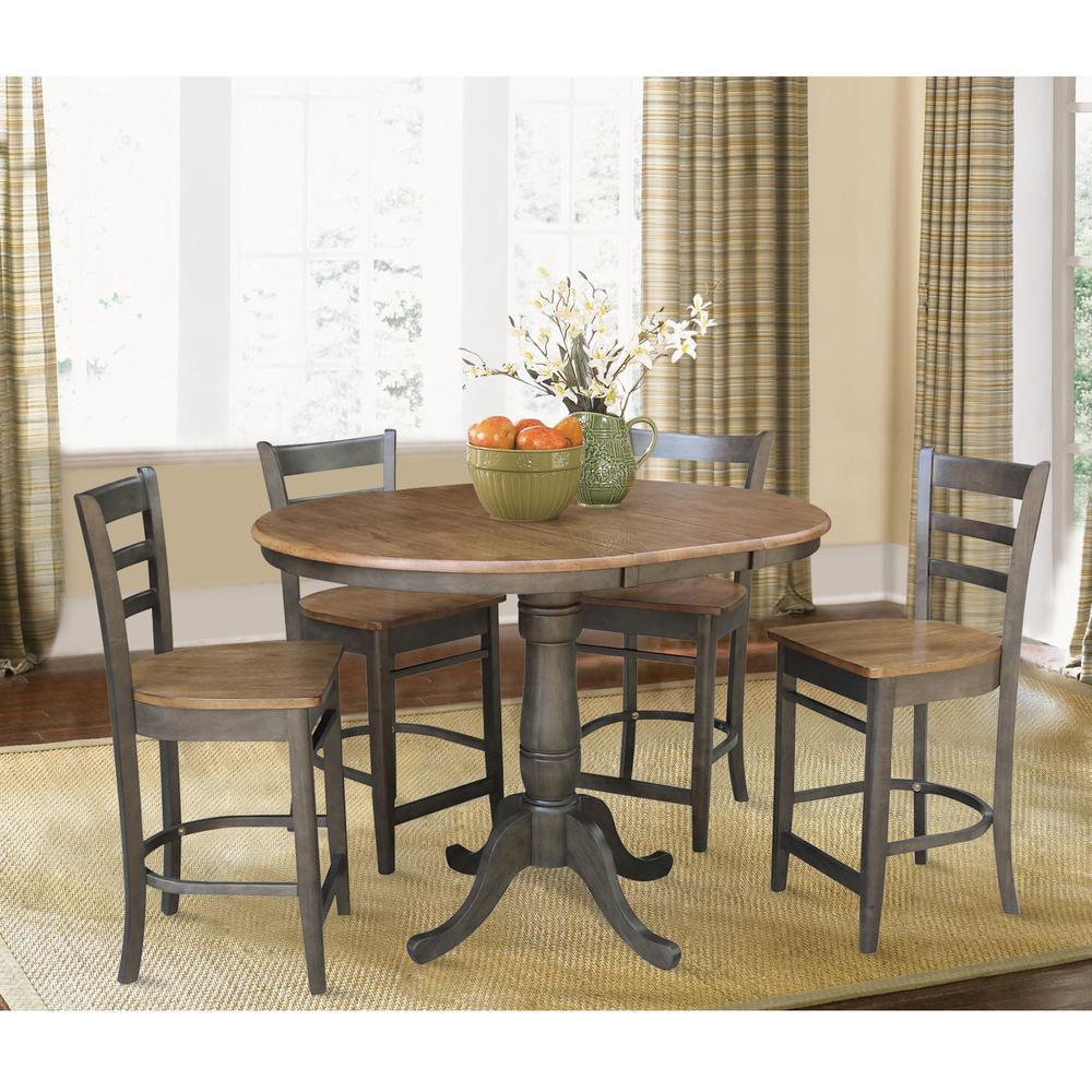 Set of 5 pcs - 36" Round Extension Dining table with 4 counterheight stools. Picture 4