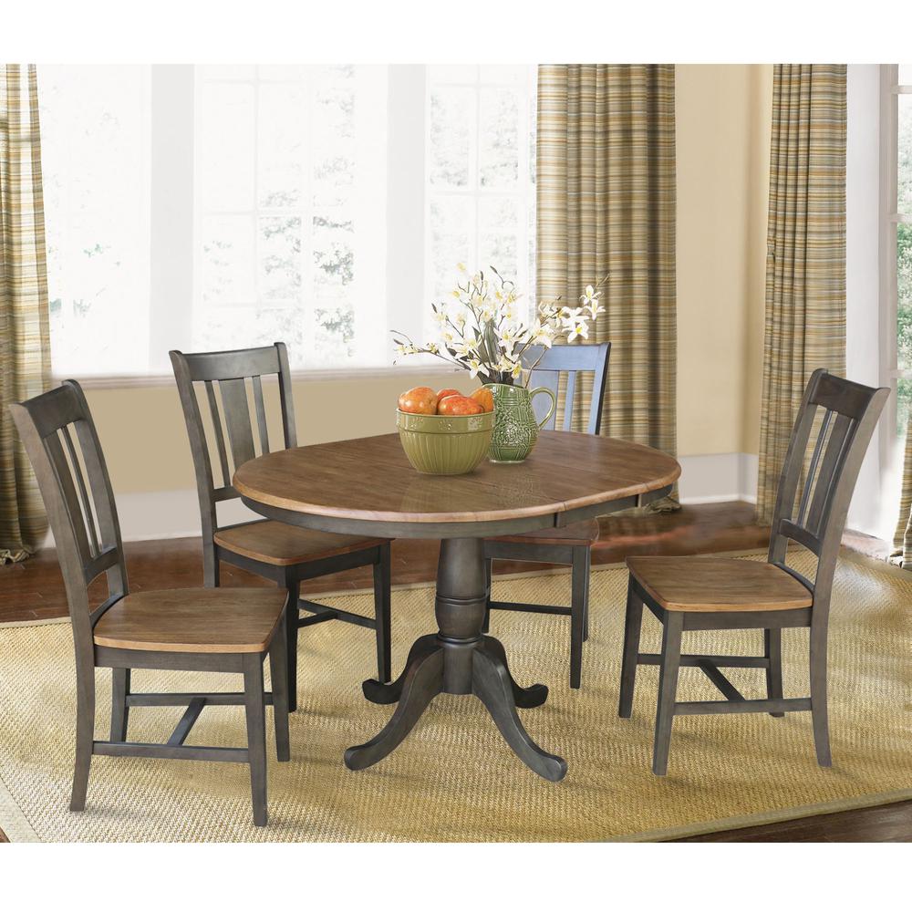 Set of 5 pcs - 36" Round Extension Dining table with 4 rta chairs. Picture 4
