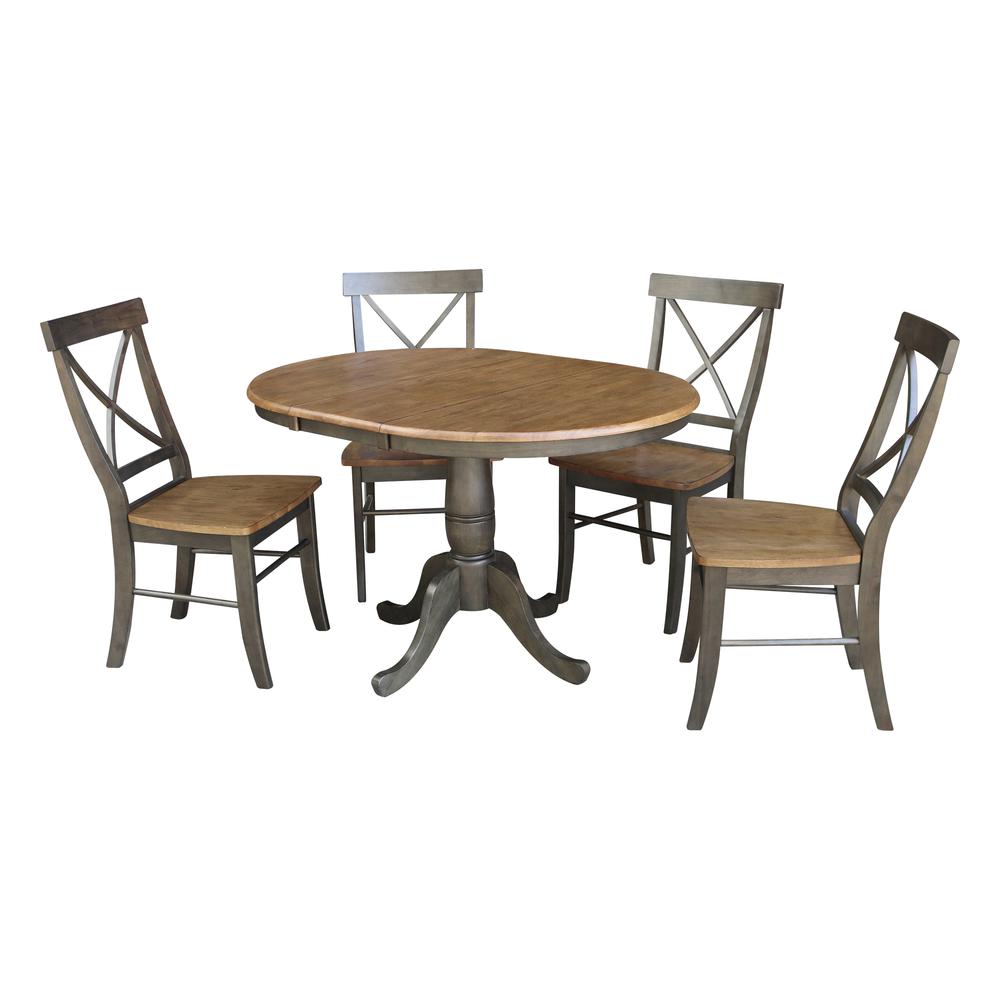 Set of 5 pcs - 36" Round Extension Dining table with 4 chairs.. Picture 1
