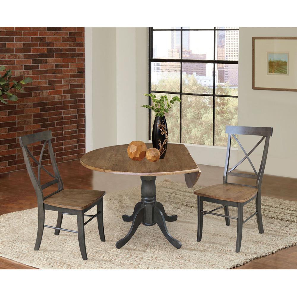 42" Dual Drop Leaf Table With 2 X-Back Chairs - 3 Piece Set. Picture 7