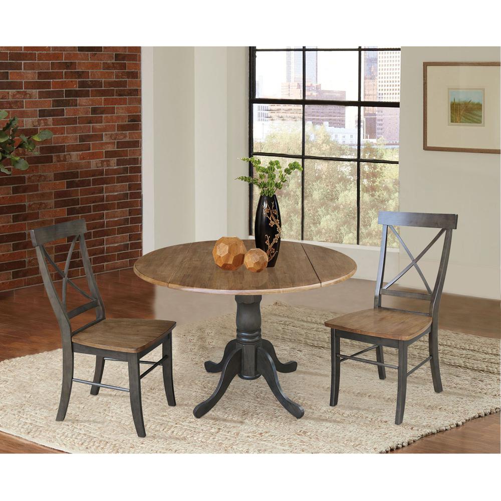 42" Dual Drop Leaf Table With 2 X-Back Chairs - 3 Piece Set. Picture 6