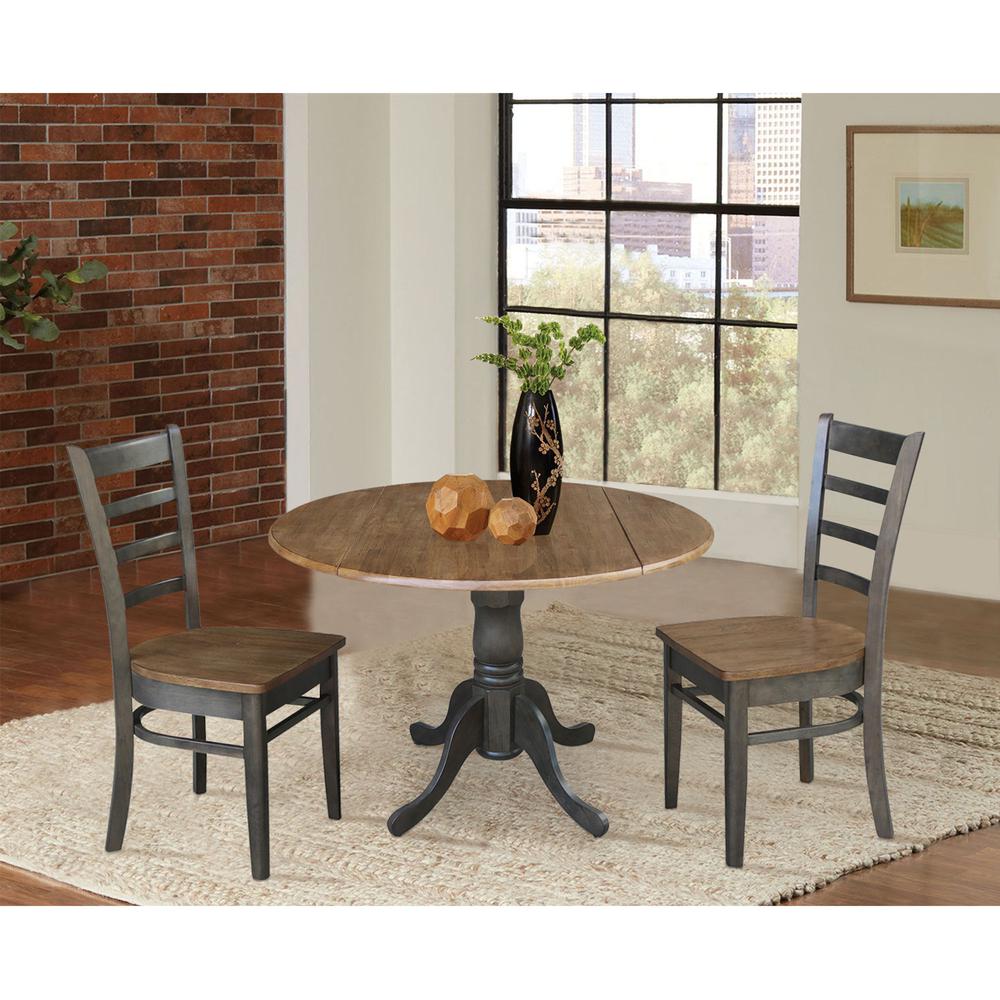 42" Dual Drop Leaf Table With 2 Emily Side Chairs - 3 Piece Set. Picture 6