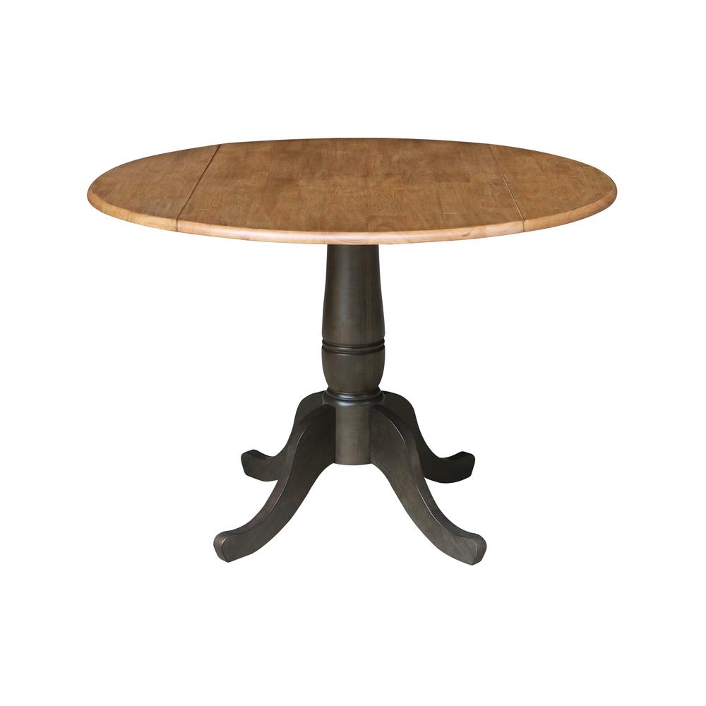 42 in. Round Dual Drop Leaf Dining Table - Hickory/Washed Coal. Picture 1