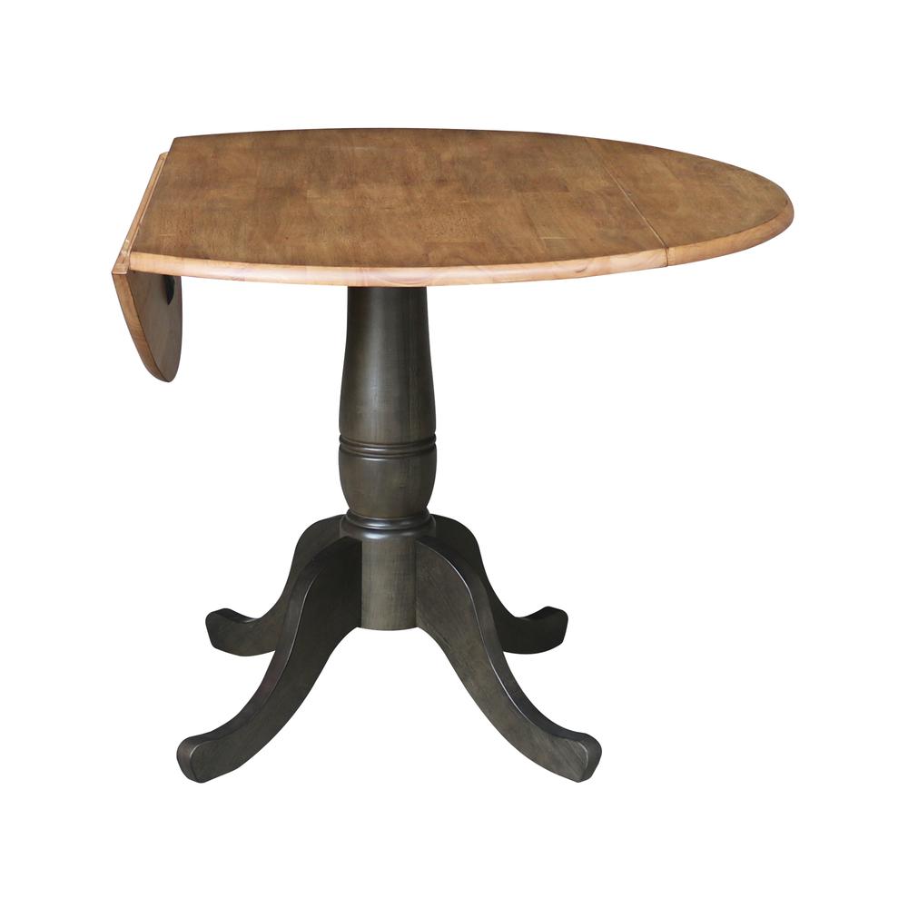 42 in. Round Dual Drop Leaf Dining Table - Hickory/Washed Coal. Picture 3