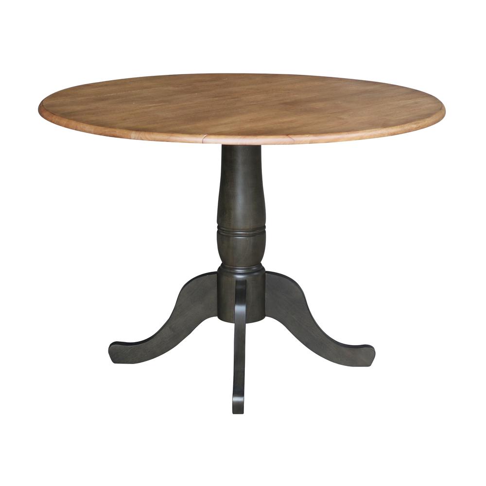 42 in. Round Dual Drop Leaf Dining Table - Hickory/Washed Coal. Picture 2