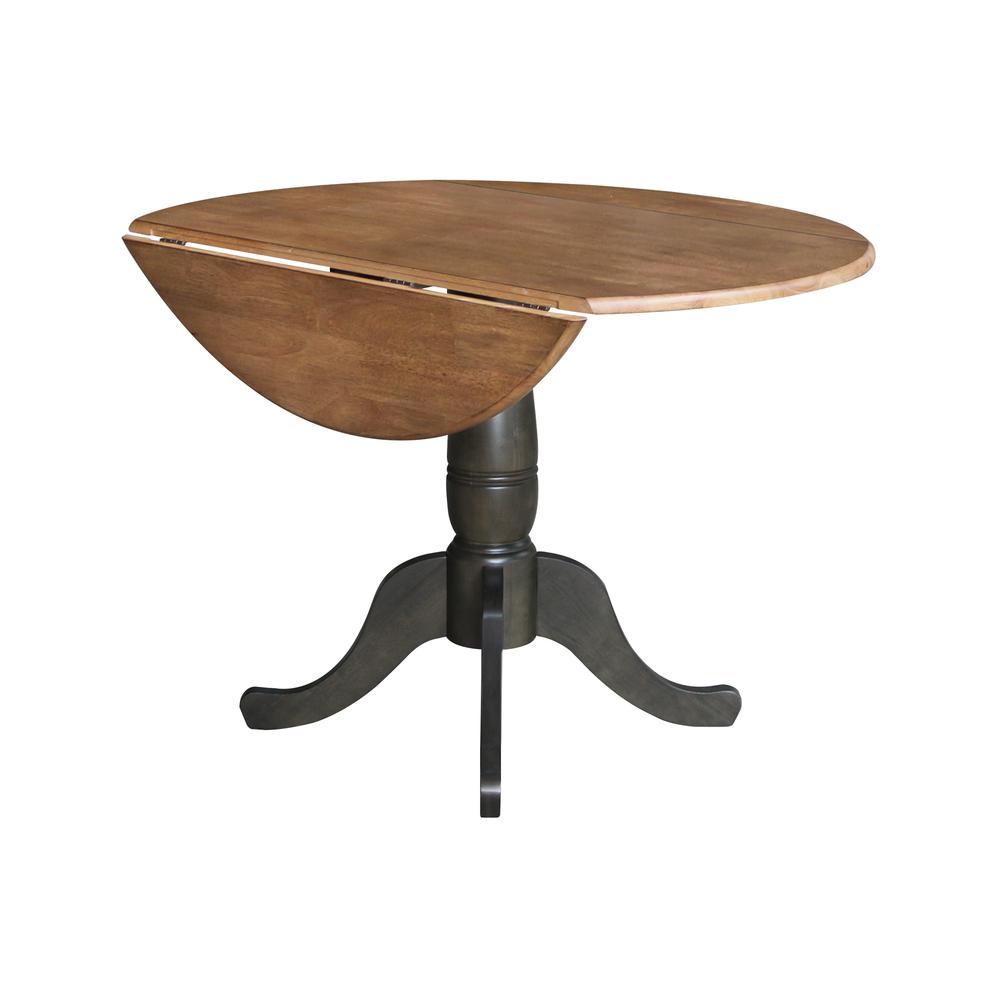 42 in. Round Dual Drop Leaf Dining Table - Hickory/Washed Coal. Picture 4