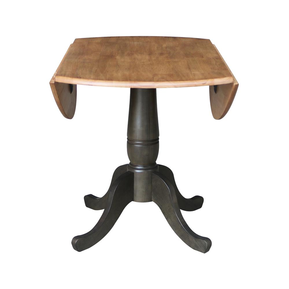 42 in. Round Dual Drop Leaf Dining Table - Hickory/Washed Coal. Picture 5