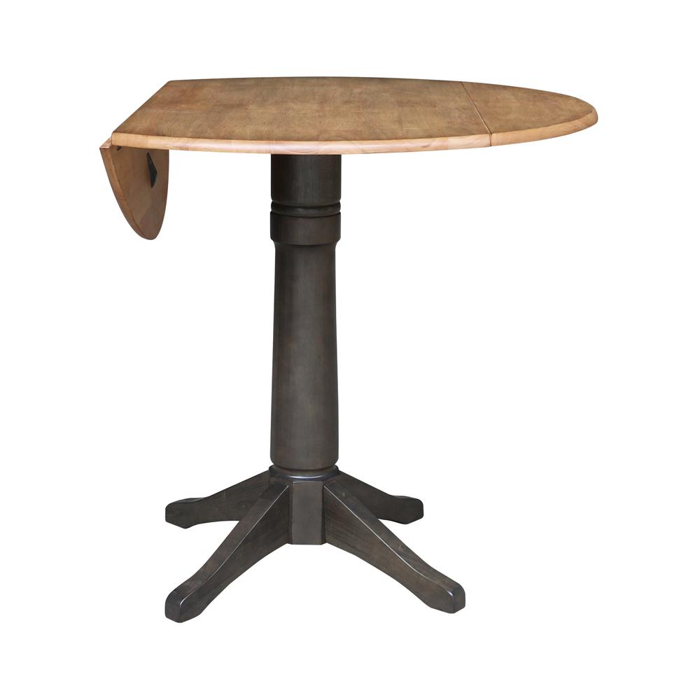 42 in. Round Top Dual Drop Leaf Counter Height Pedestal Dining Table. Picture 3