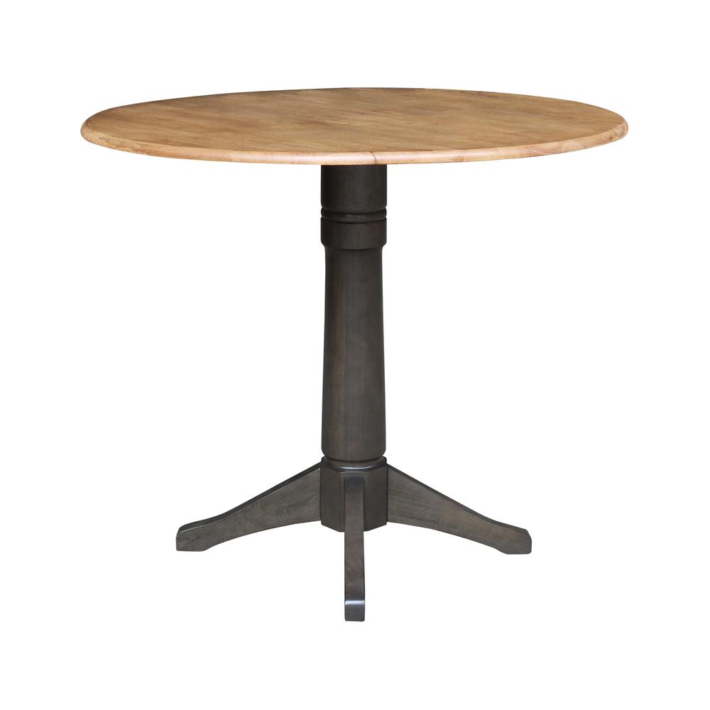 42 in. Round Top Dual Drop Leaf Counter Height Pedestal Dining Table. Picture 2