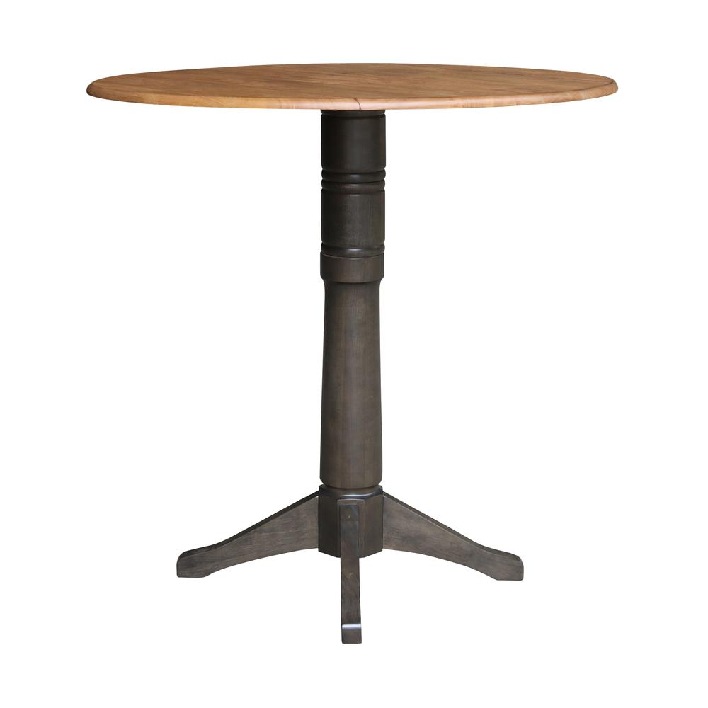 42 in. Round Top Dual Drop Leaf Bar Height Pedestal Dining Table. Picture 2