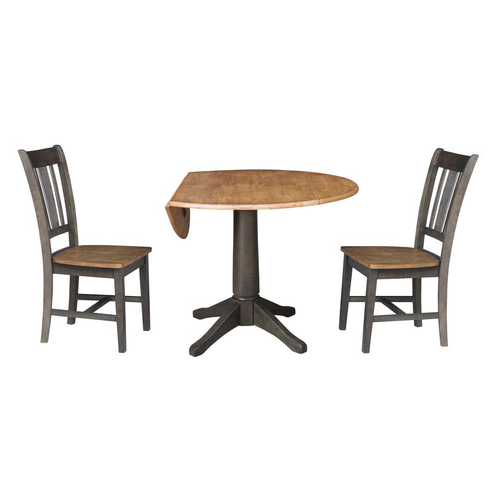 42 in. Round Dual Drop Leaf Dining Table with 2 Splatback Chairs. Picture 3