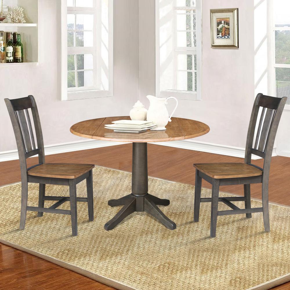 42 in. Round Dual Drop Leaf Dining Table with 2 Splatback Chairs. Picture 2
