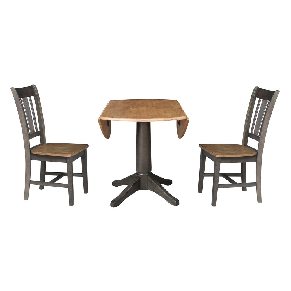 42 in. Round Dual Drop Leaf Dining Table with 2 Splatback Chairs. Picture 5