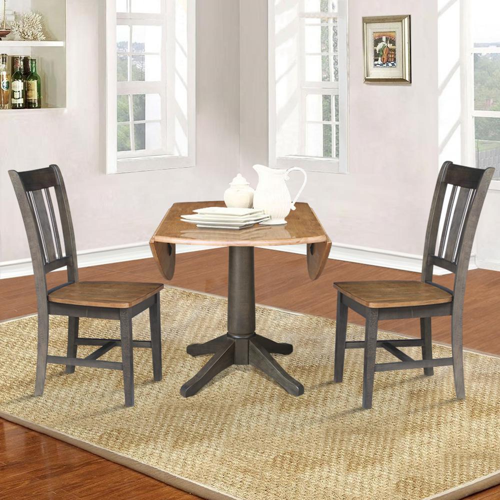 42 in. Round Dual Drop Leaf Dining Table with 2 Splatback Chairs. Picture 6