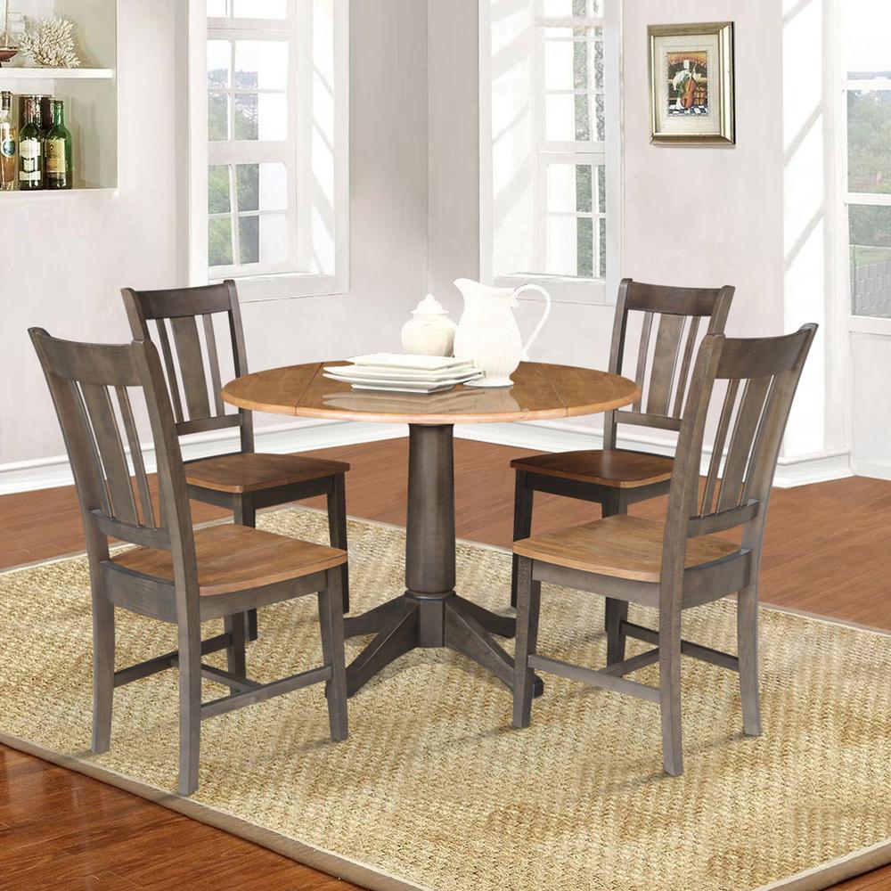 42 in. Round Dual Drop Leaf Dining Table with 4 Splatback Chairs. Picture 2
