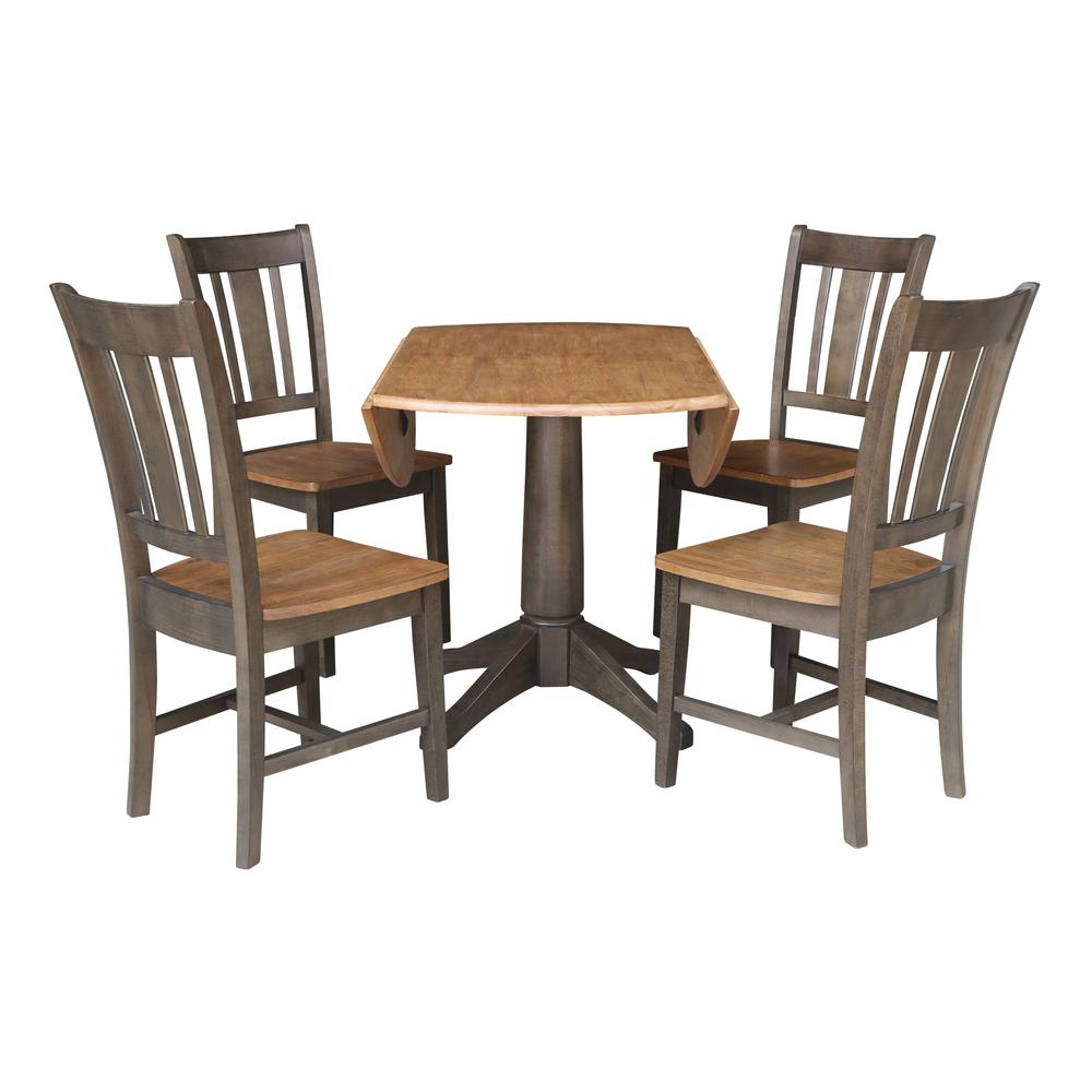 42 in. Round Dual Drop Leaf Dining Table with 4 Splatback Chairs. Picture 5