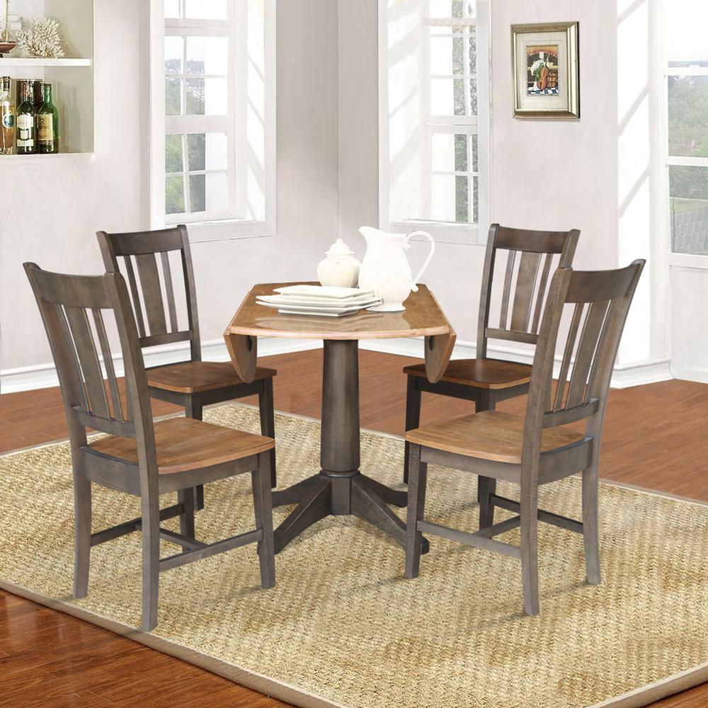 42 in. Round Dual Drop Leaf Dining Table with 4 Splatback Chairs. Picture 6