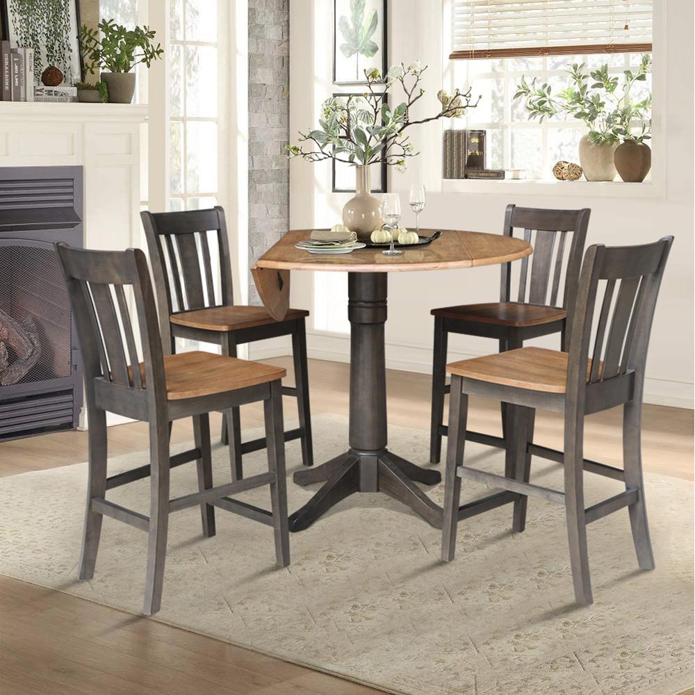 42 in. Round Dual Drop Leaf Counter Height Dining Table with 4 Splatback Stools. Picture 4