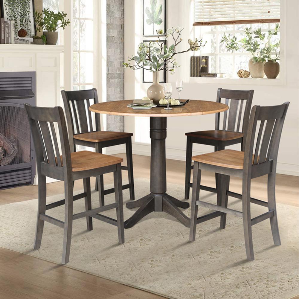 42 in. Round Dual Drop Leaf Counter Height Dining Table with 4 Splatback Stools. Picture 2