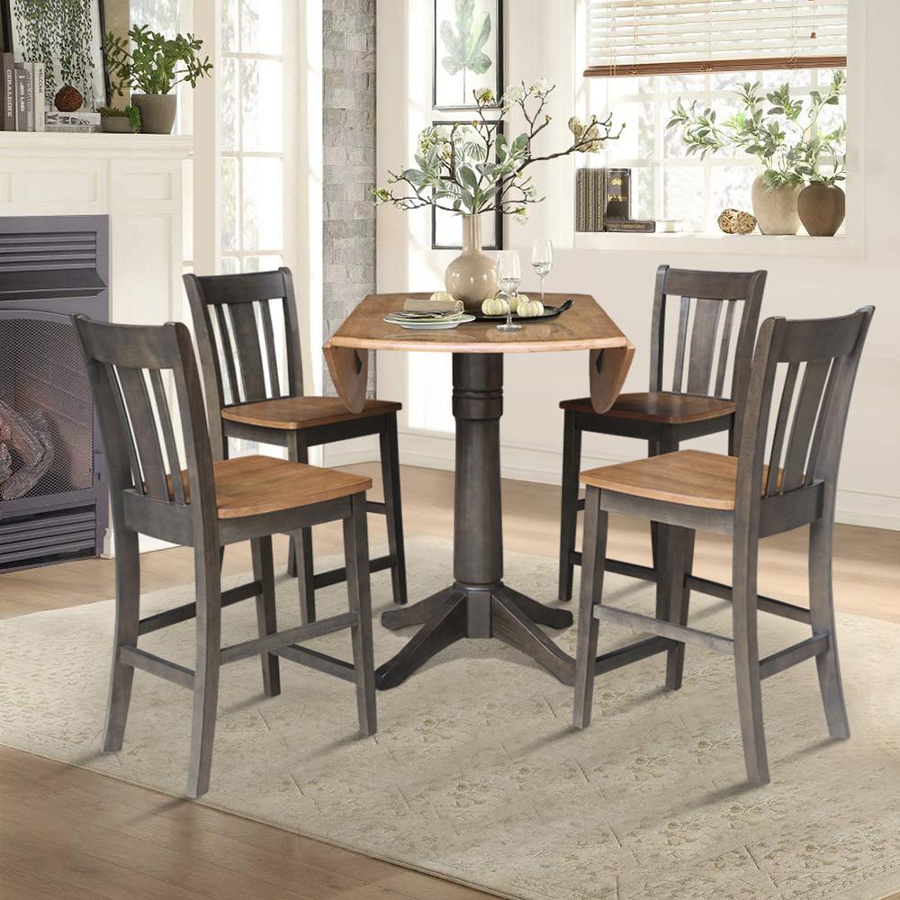 42 in. Round Dual Drop Leaf Counter Height Dining Table with 4 Splatback Stools. Picture 6