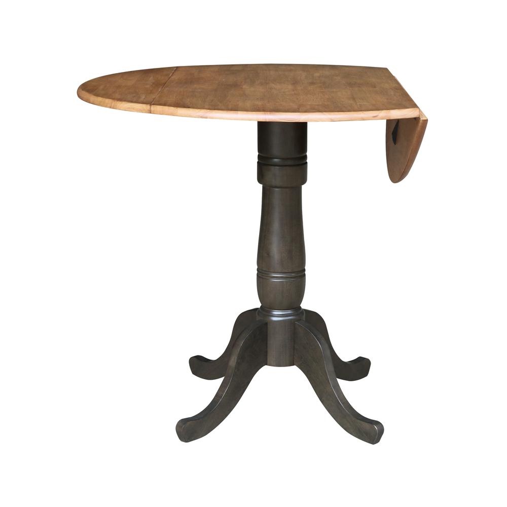 42 in. Round Dual Drop Leaf Counter Height Dining Table - Hickory/Washed Coal. Picture 3
