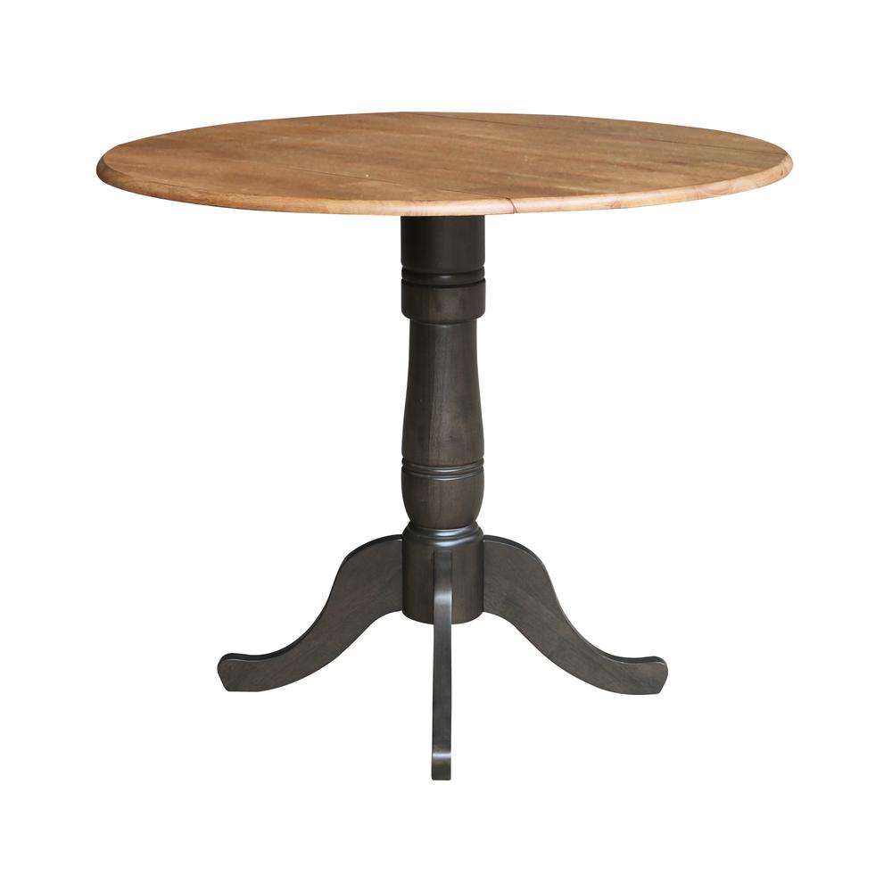 42 in. Round Dual Drop Leaf Counter Height Dining Table - Hickory/Washed Coal. Picture 2