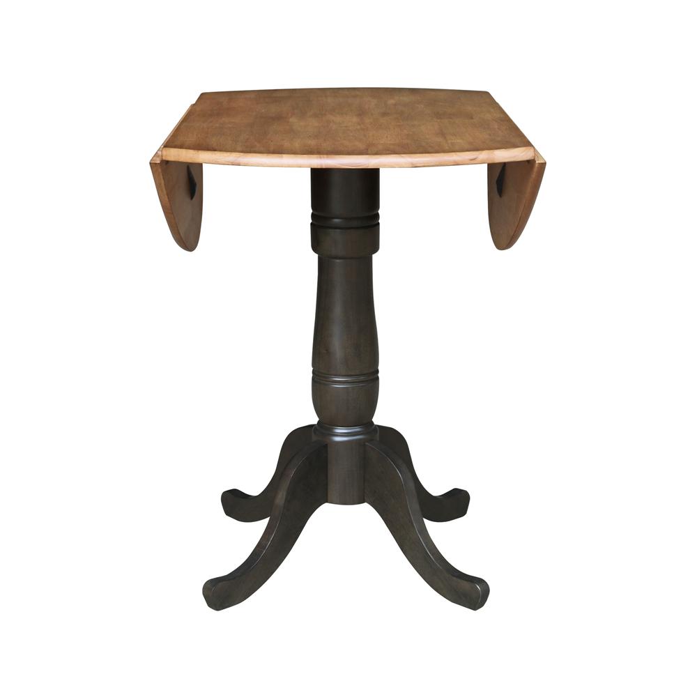 42 in. Round Dual Drop Leaf Counter Height Dining Table - Hickory/Washed Coal. Picture 5