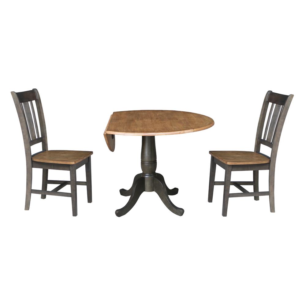 42 in. Round Dual Drop Leaf Dining Table with 2 Splatback Chairs. Picture 4