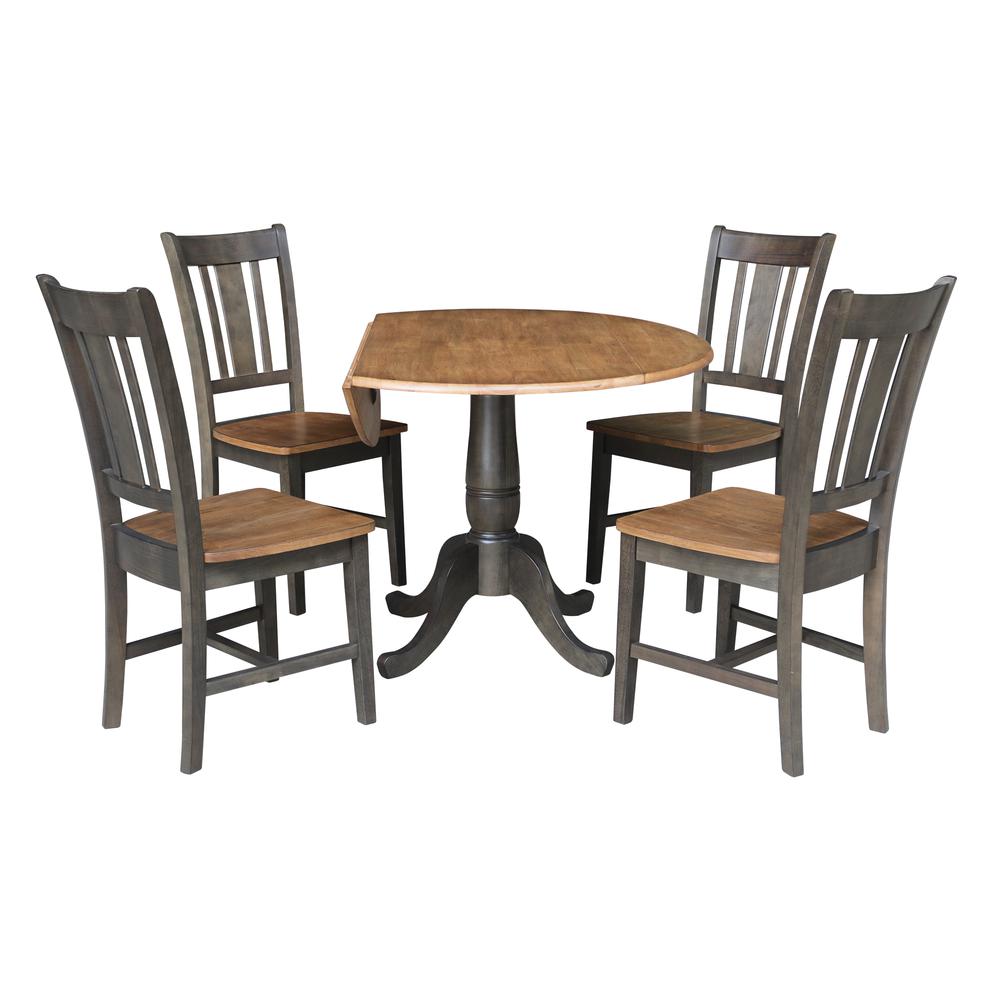 42 in. Round Dual Drop Leaf Dining Table with 4 Splatback Chairs. Picture 4