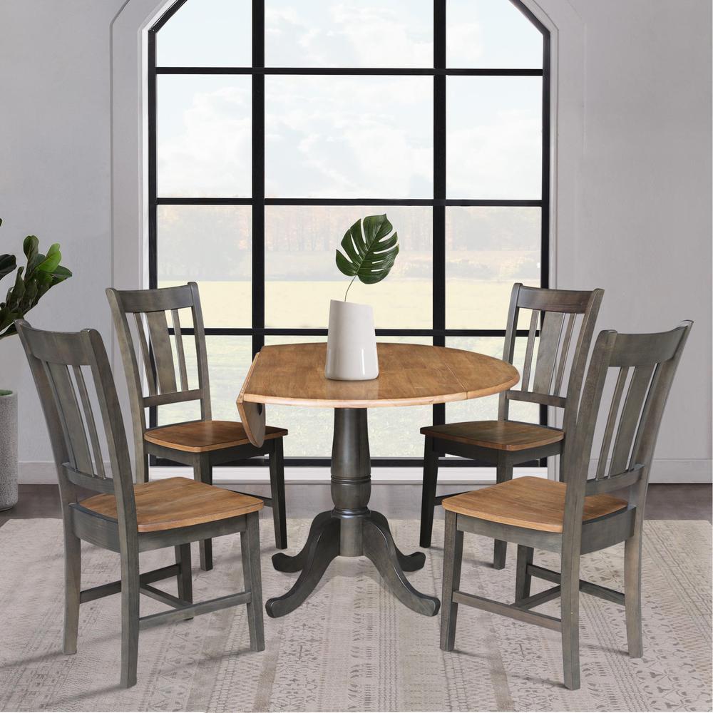 42 in. Round Dual Drop Leaf Dining Table with 4 Splatback Chairs. Picture 3