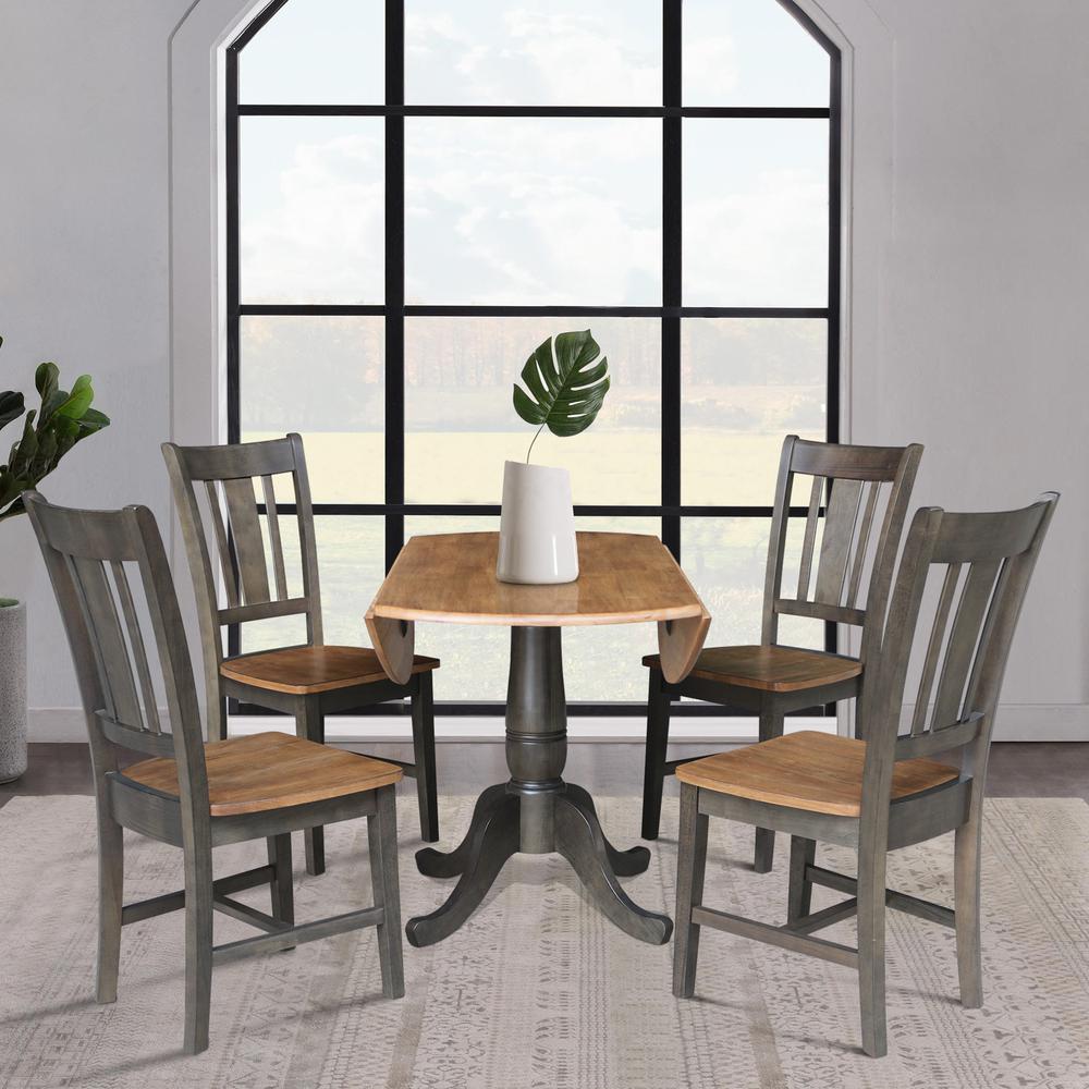 42 in. Round Dual Drop Leaf Dining Table with 4 Splatback Chairs. Picture 5