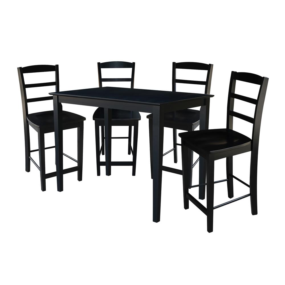 30X48 Gathering Height Table With 4 Madrid Stools, Black. Picture 1