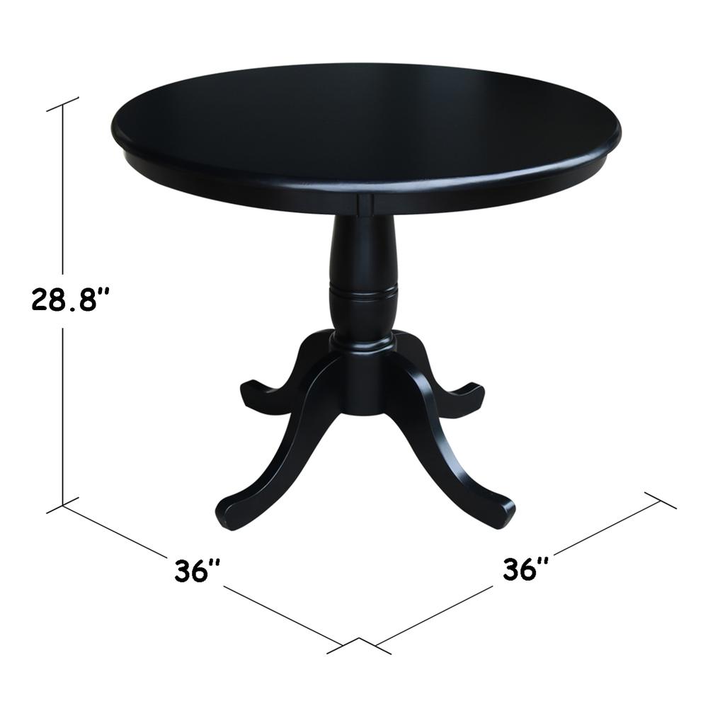 36" Round Top Pedestal Table - 28.9"H, Black. Picture 1
