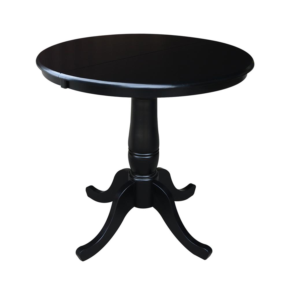 36" Round Top Pedestal Table With 12" Leaf - 28.9"H - Dining Height, Black. Picture 80