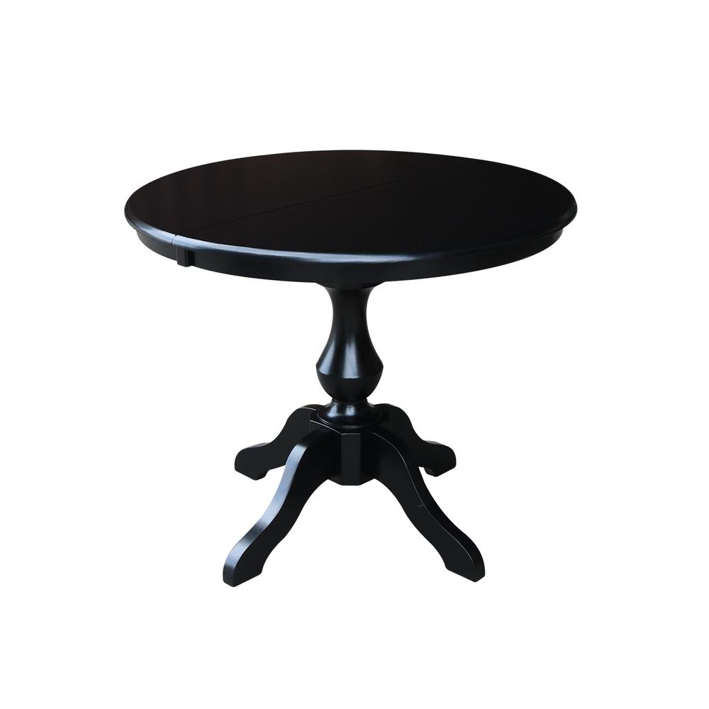 36" Round Top Pedestal Table With 12" Leaf - 28.9"H - Dining Height, Black. Picture 19