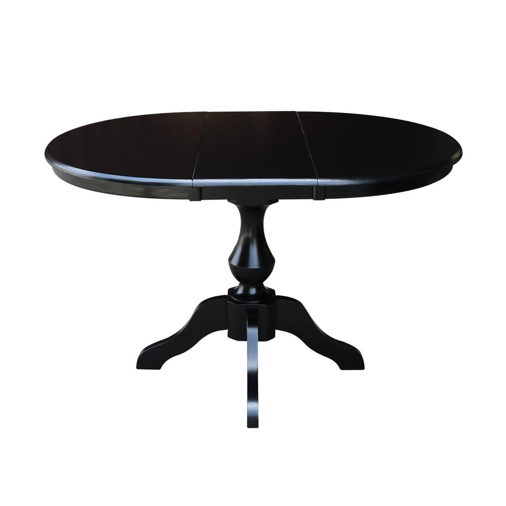 36" Round Top Pedestal Table With 12" Leaf - 28.9"H - Dining Height, Black. Picture 6