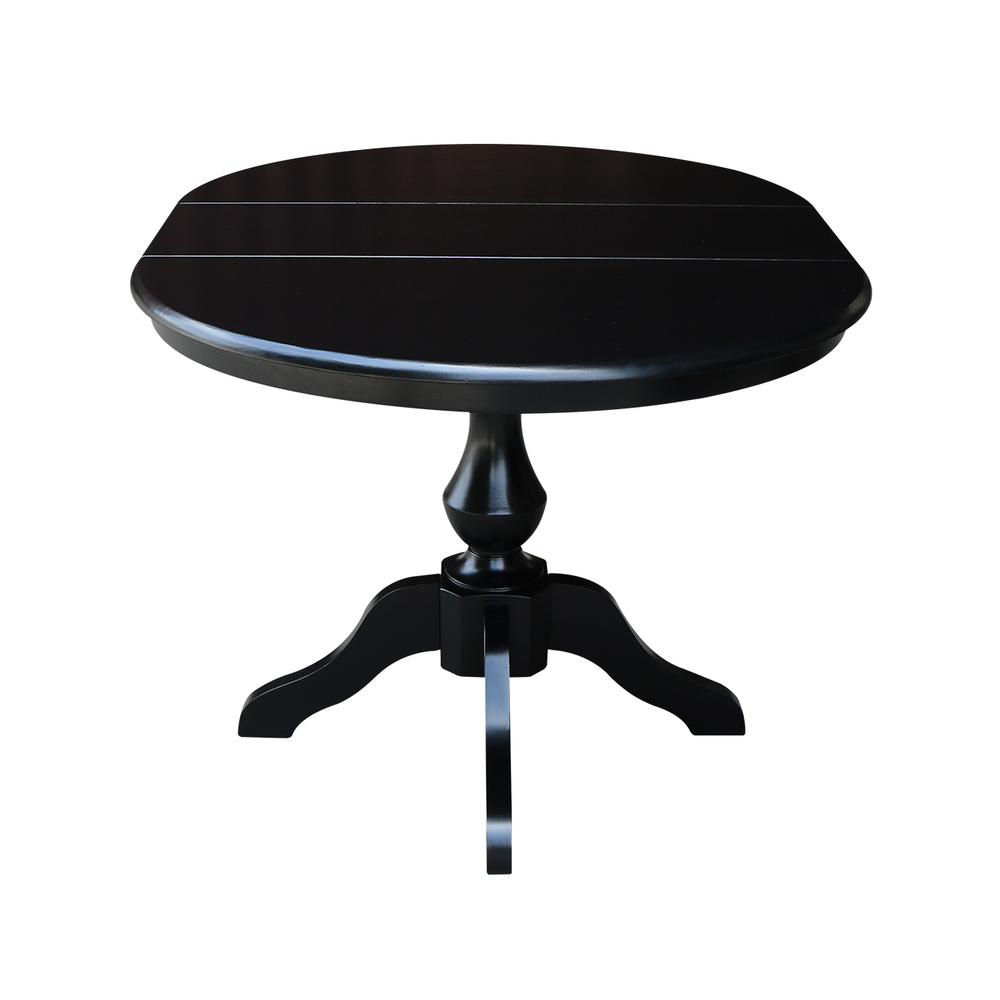 36" Round Top Pedestal Table With 12" Leaf - 28.9"H - Dining Height, Black. Picture 8