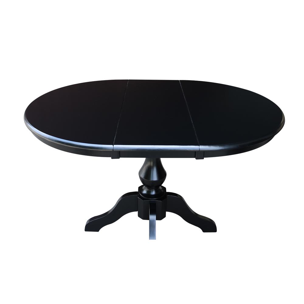 36" Round Top Pedestal Table With 12" Leaf - 28.9"H - Dining Height, Black. Picture 14