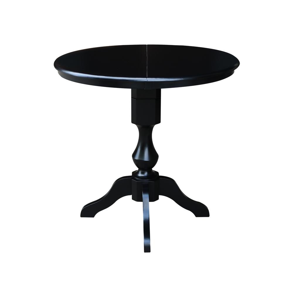 36" Round Top Pedestal Table With 12" Leaf - 28.9"H - Dining Height, Black. Picture 21