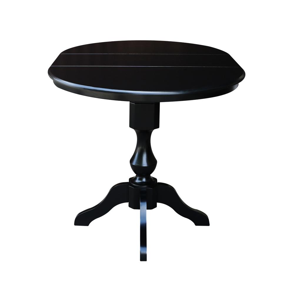36" Round Top Pedestal Table With 12" Leaf - 28.9"H - Dining Height, Black. Picture 22