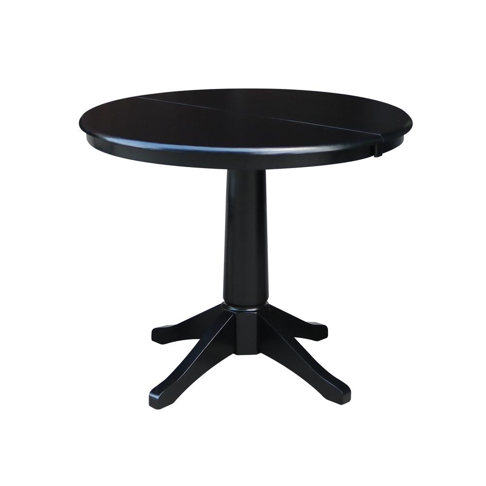 36" Round Top Pedestal Table With 12" Leaf - 28.9"H - Dining Height, Black. Picture 61