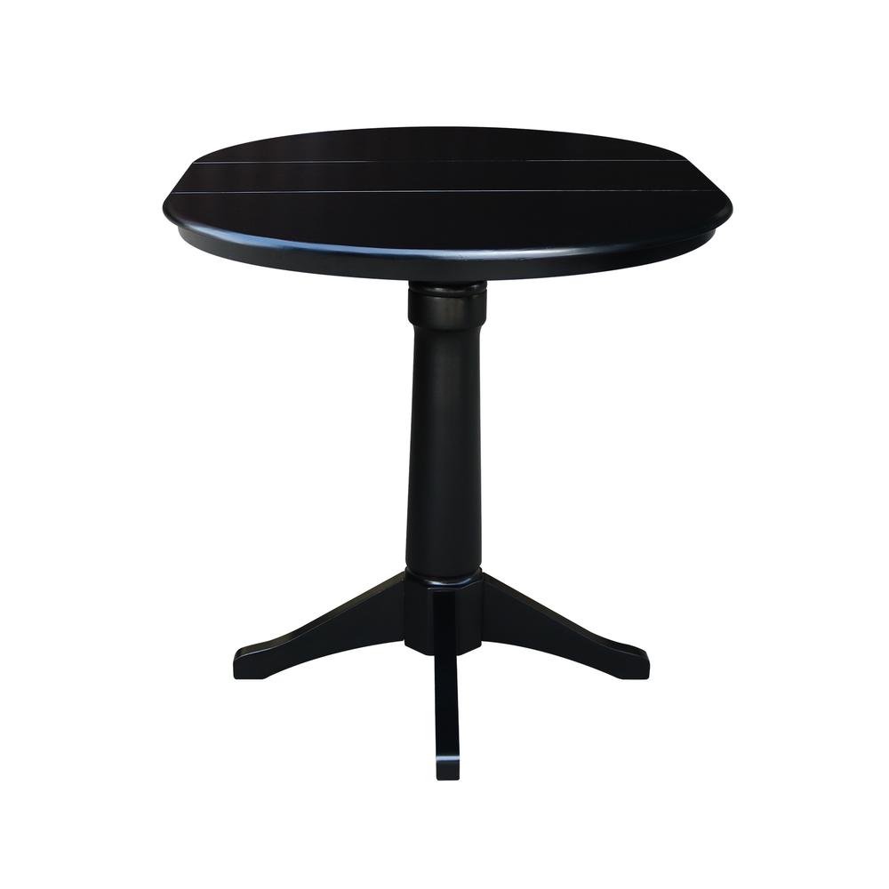 36" Round Top Pedestal Table With 12" Leaf - 28.9"H - Dining Height, Black. Picture 44