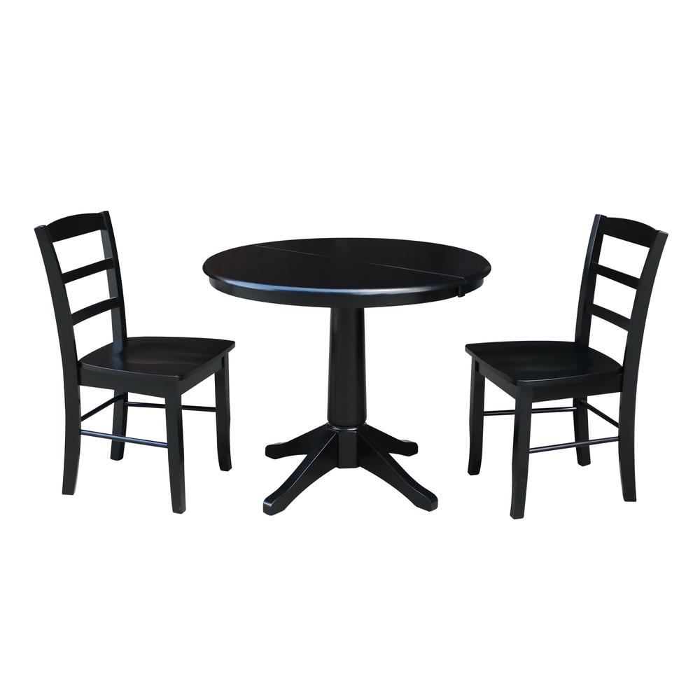36" Round Top Pedestal Table With 12" Leaf - 28.9"H - Dining Height, Black. Picture 58