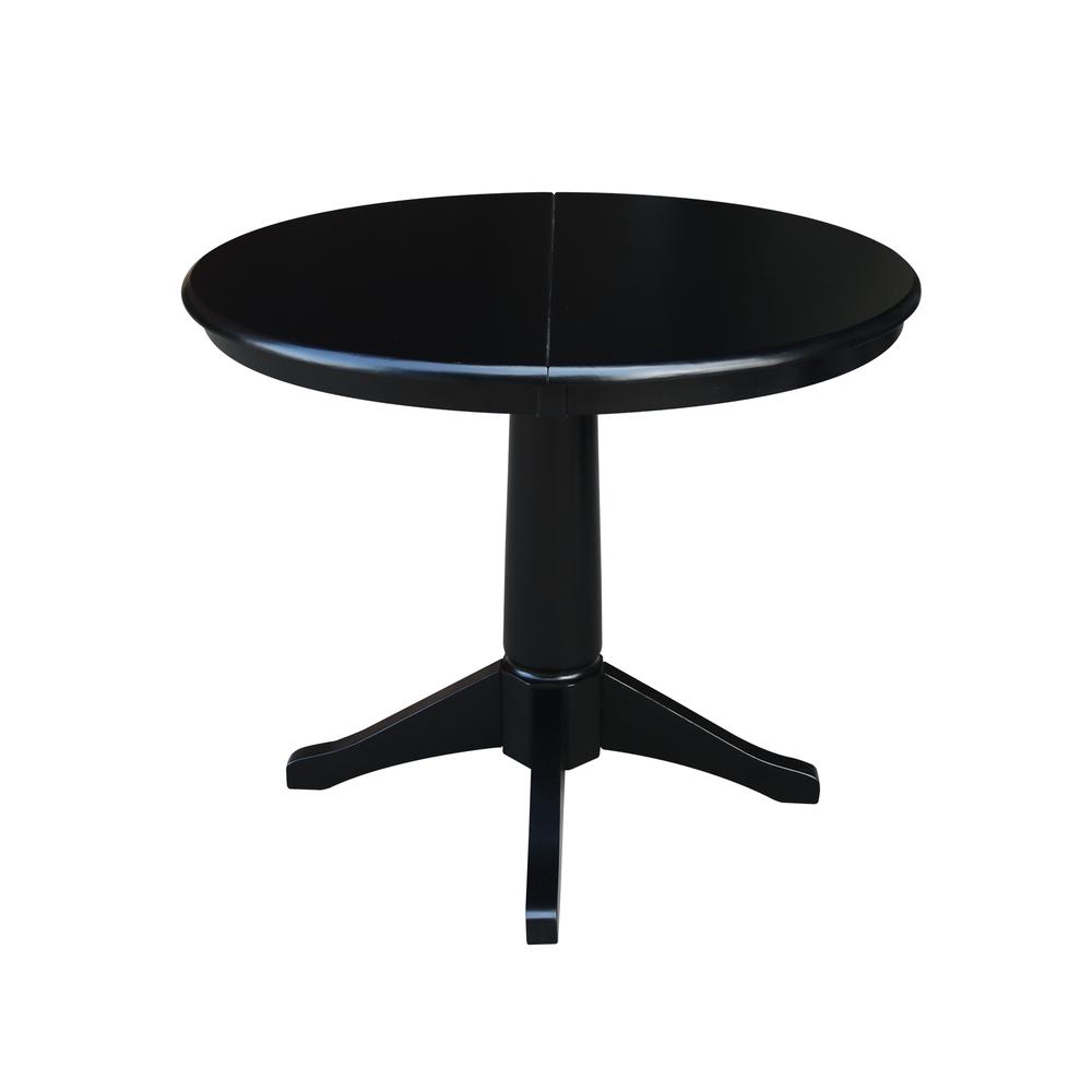 36" Round Top Pedestal Table With 12" Leaf - 28.9"H - Dining Height, Black. Picture 37
