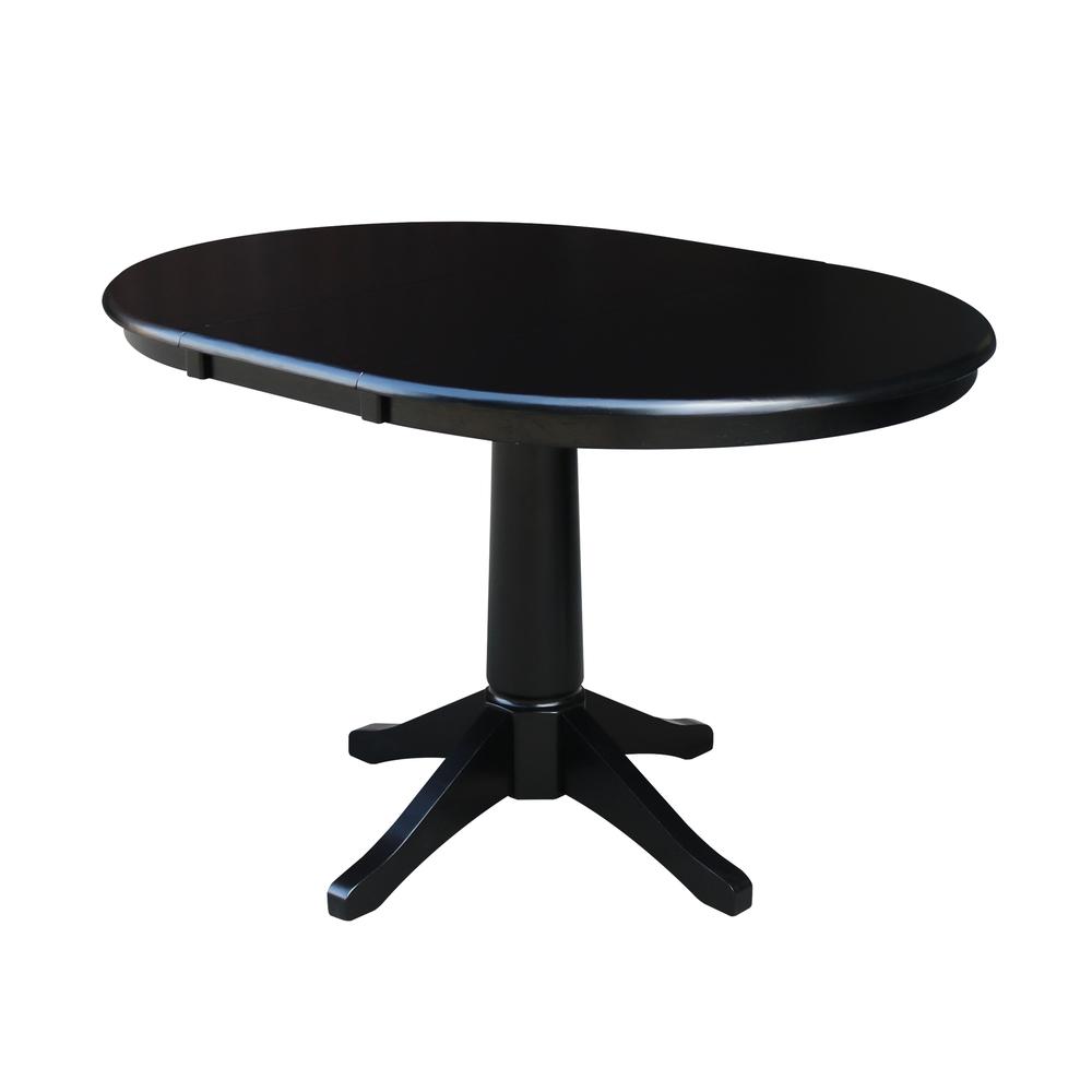 36" Round Top Pedestal Table With 12" Leaf - 28.9"H - Dining Height, Black. Picture 41
