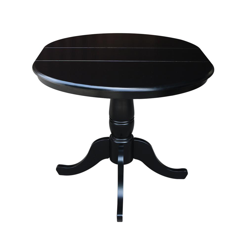 36" Round Top Pedestal Table With 12" Leaf - 28.9"H - Dining Height, Black. Picture 3
