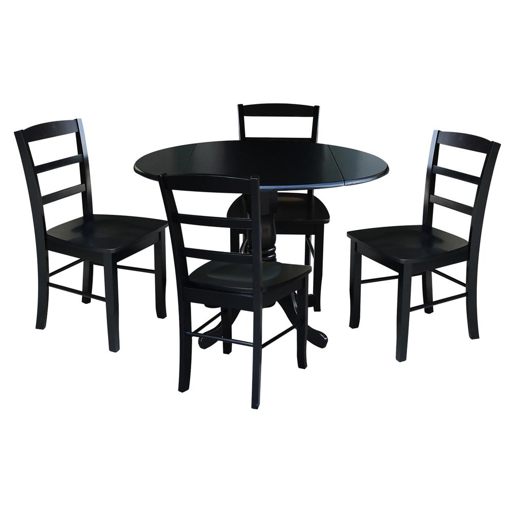 42 in. Dual Drop Leaf Table with 4 Ladder Back Dining Chairs. Picture 1