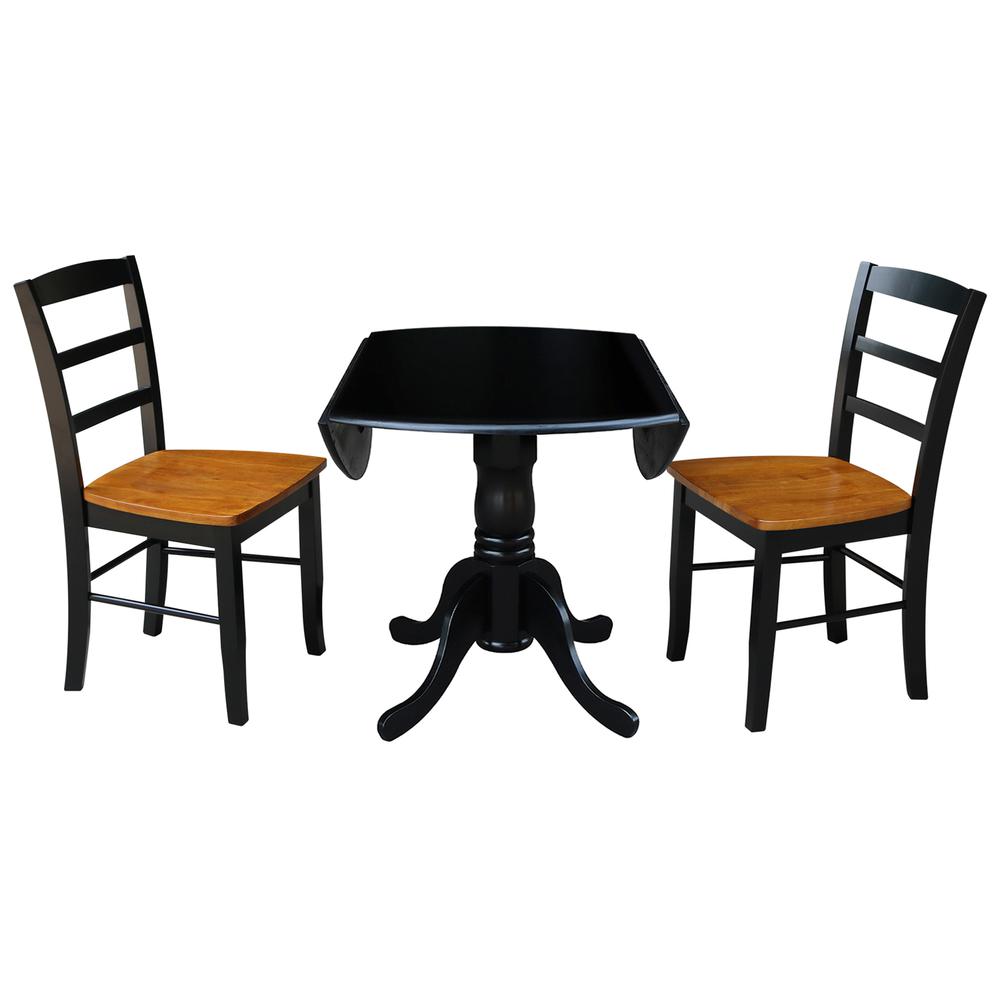 42 in Dual Drop Leaf Dining Table with 2 Ladder Back Dining Chairs. Picture 5